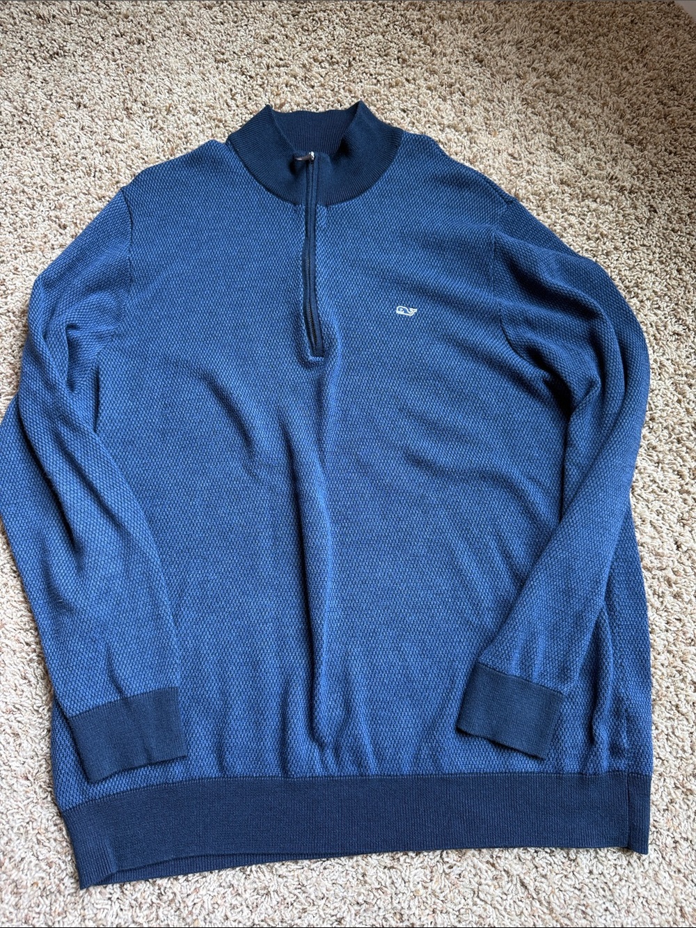 Men's Vineyard Vines Navy Quarter-Zip Sweater - Classic Casual